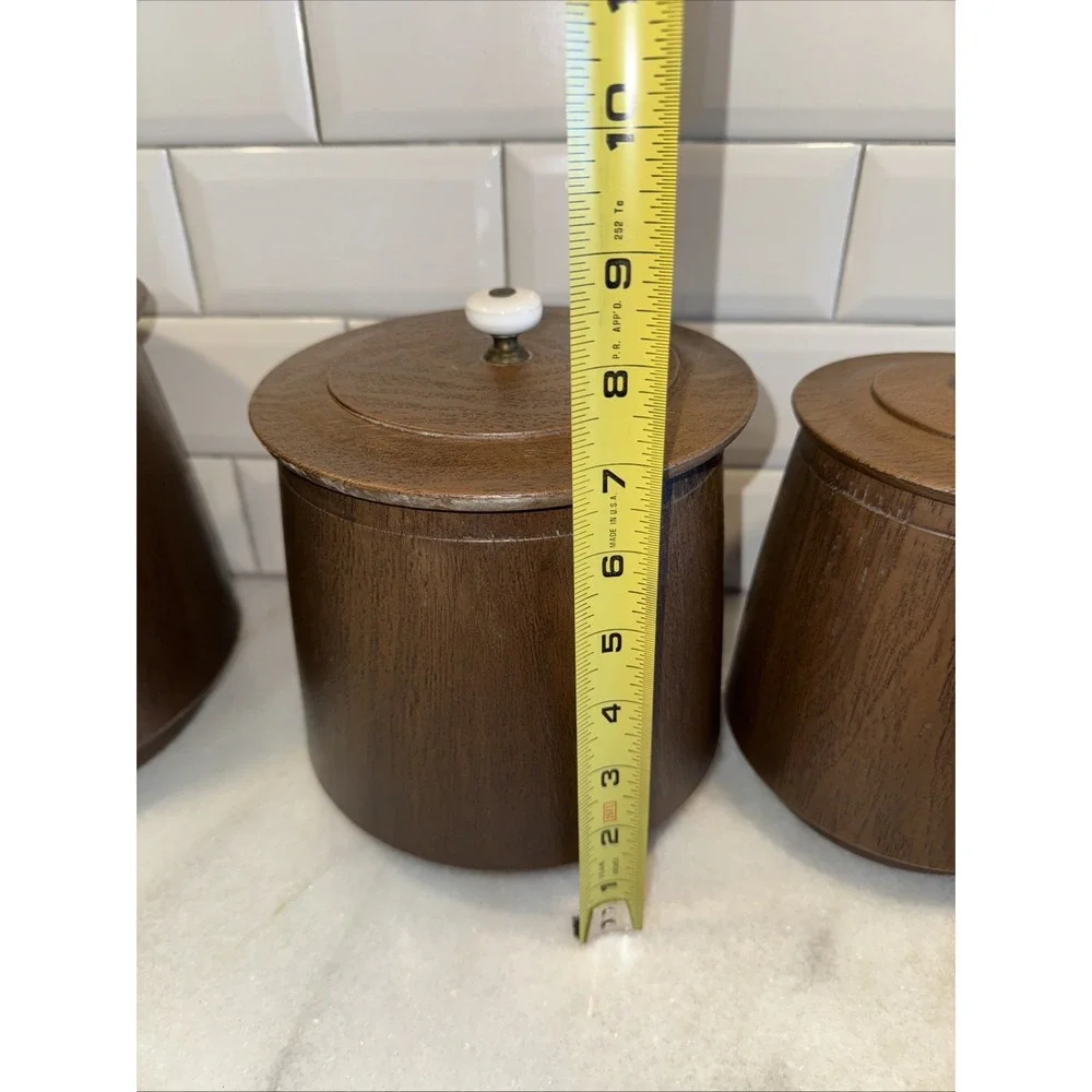 Rare Amazing Vintage‎ MCM Faux Wood/ Hard Plastic Canister Set
